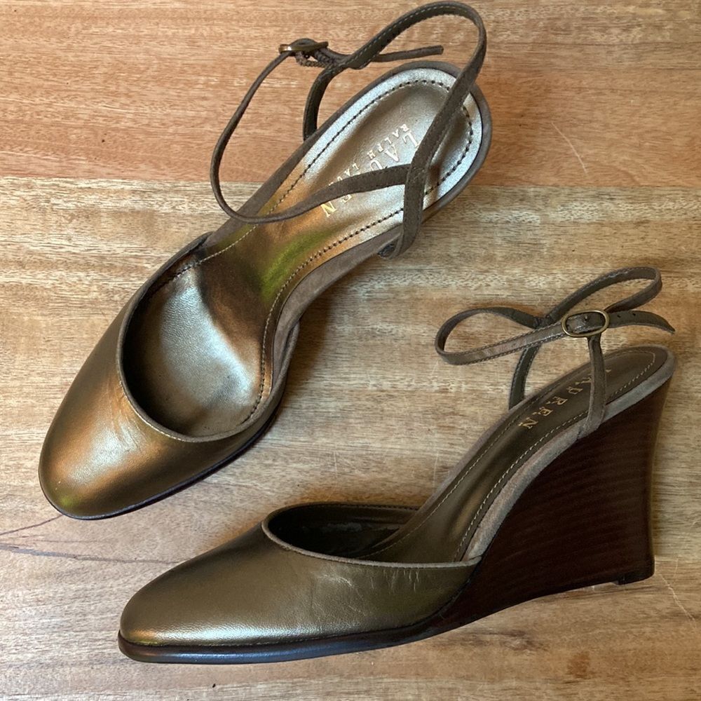 Lauren Ralph Lauren  Wedgem Leather Shoes Vintage Iredescent